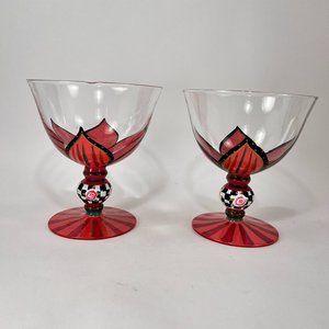 Tracy Porter Tall Sherbet Goblet Hand Painted Poetic Wanderlust Lot of 2